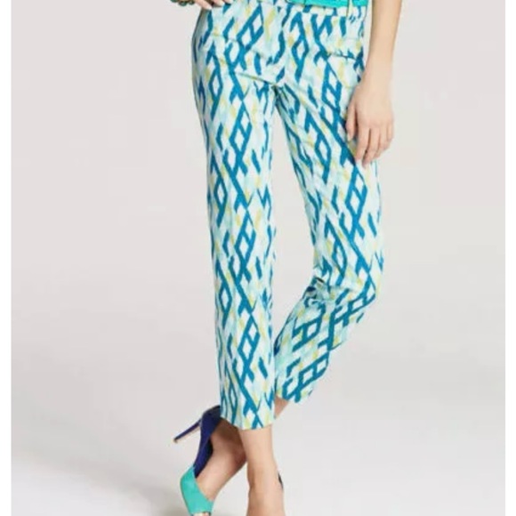 Ann Taylor blue/yellow ankle pants. Size 8.  Excellent condition. - Picture 13 of 13